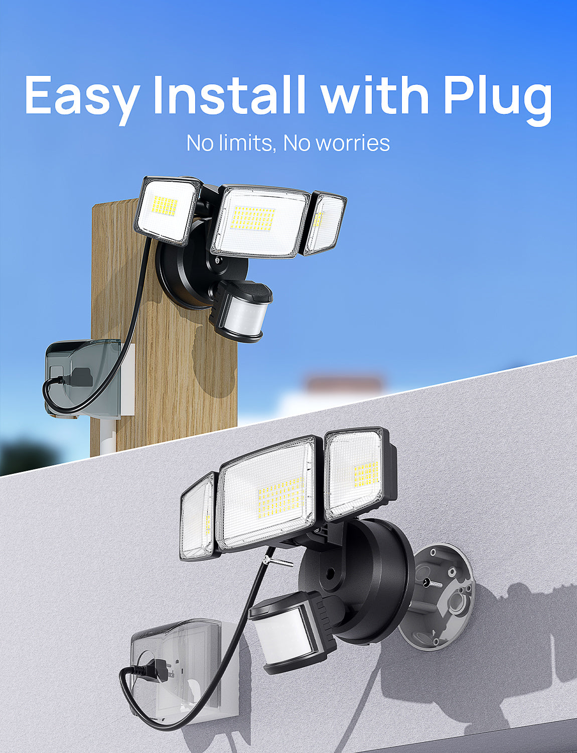 Meloght 75W Motion Sensor Lights Plug in