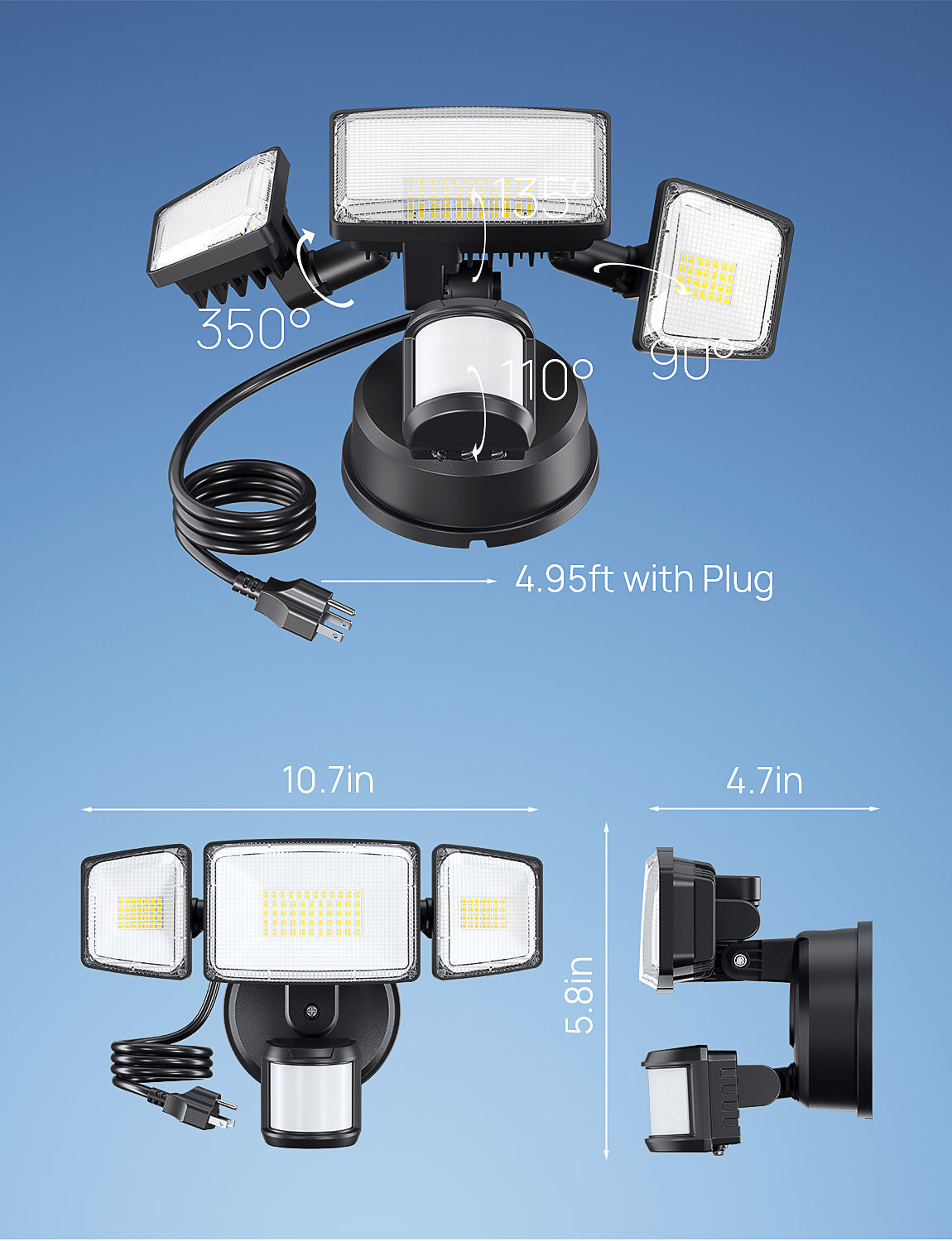 Meloght 75W Motion Sensor Lights Plug in